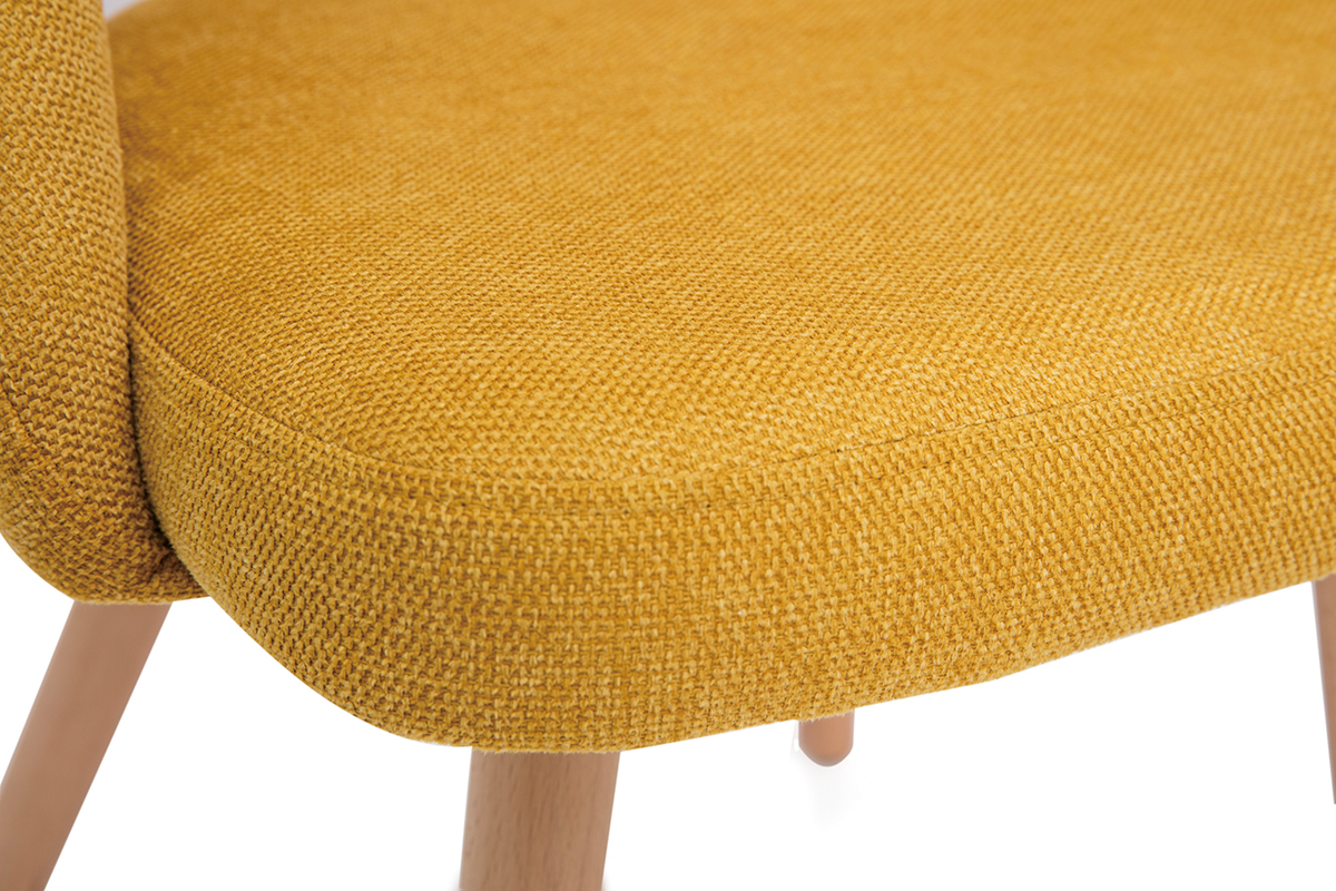 Chaises scandinaves en tissu effet velours textur jaune moutarde et bois clair (lot de 2) COSETTE