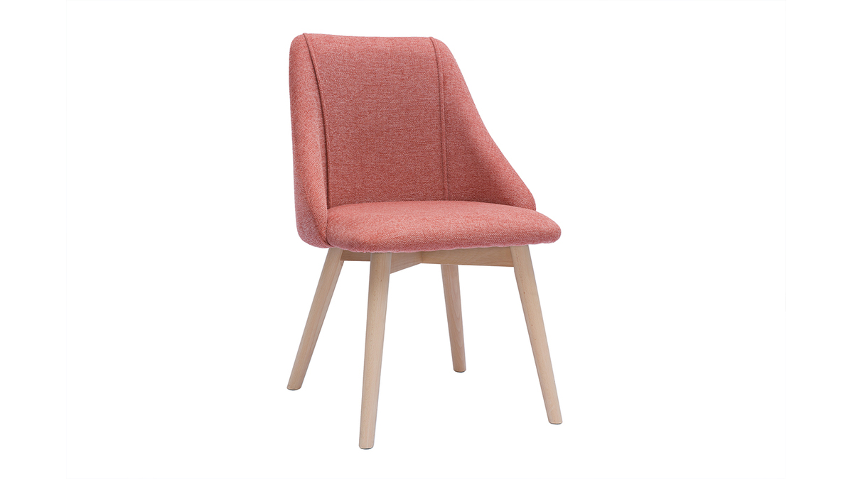 Chaises scandinaves en tissu effet velours textur terracotta et bois clair (lot de 2) HIGGINS