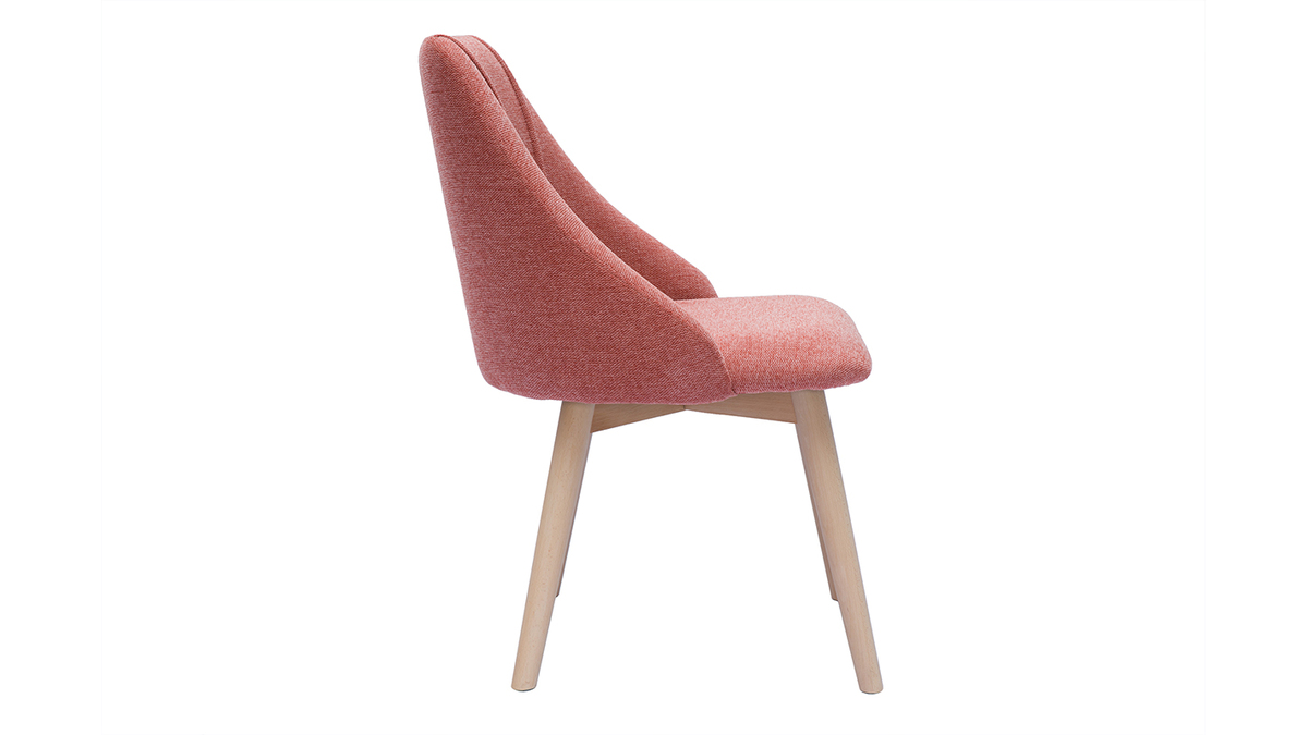 Chaises scandinaves en tissu effet velours textur terracotta et bois clair (lot de 2) HIGGINS