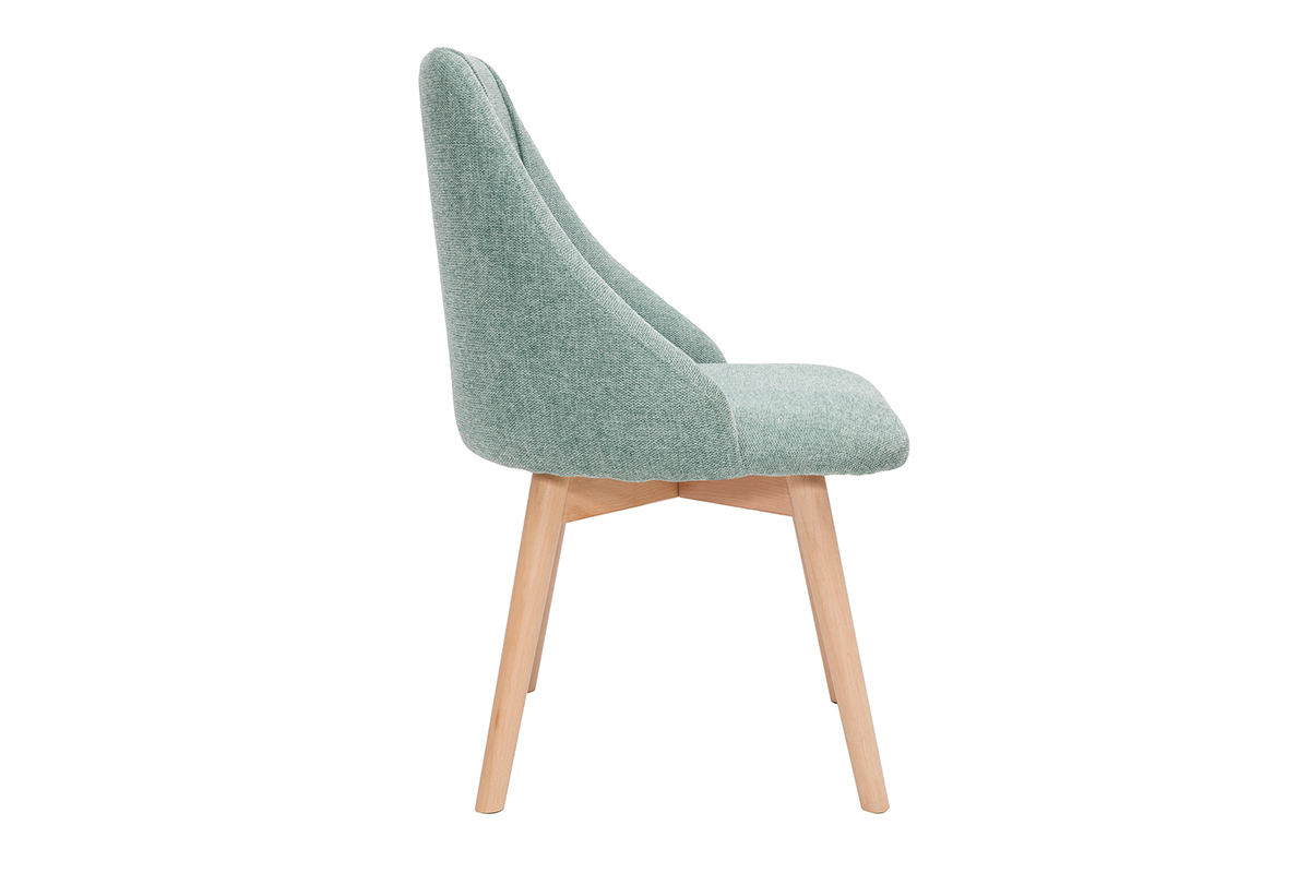 Chaises scandinaves en tissu effet velours textur vert cladon et bois clair (lot de 2) HIGGINS