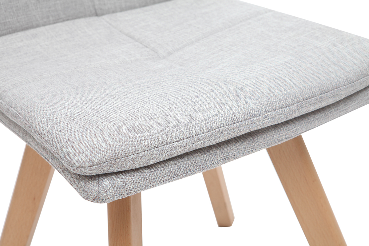 Chaises scandinaves en tissu gris clair et bois clair (lot de 2) THEA