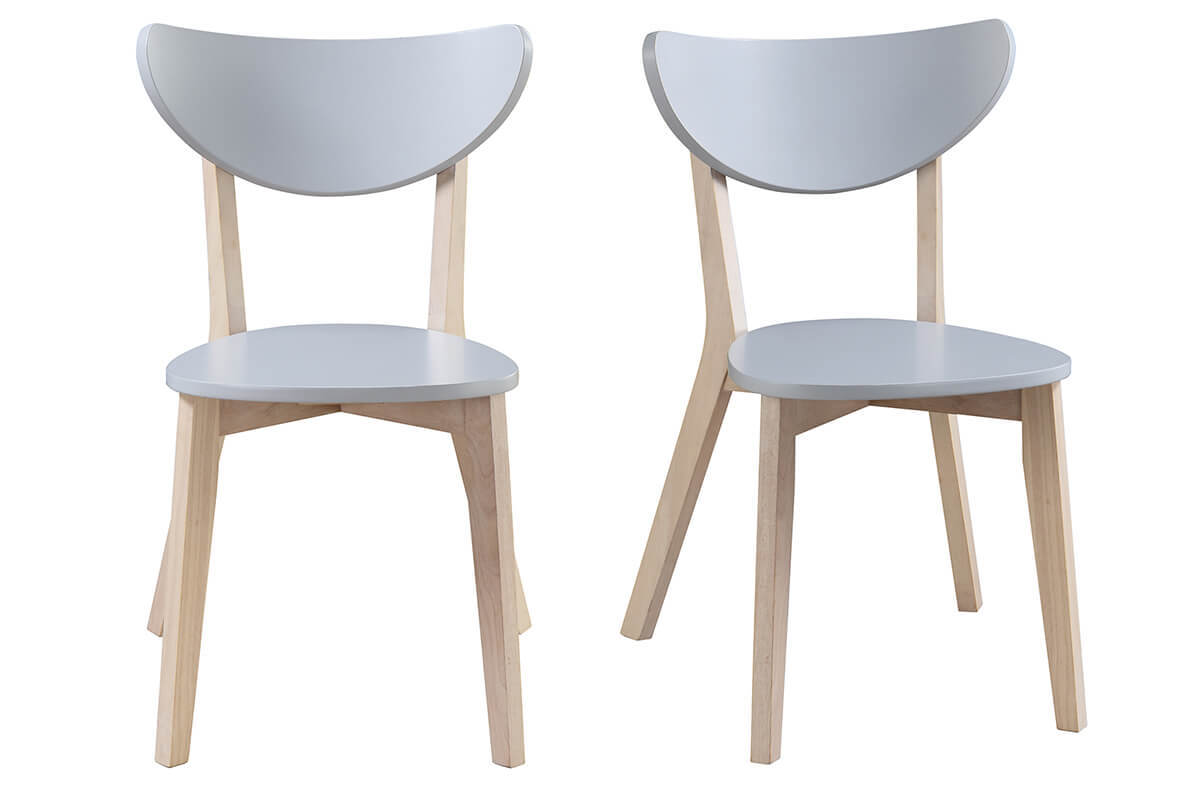 Chaises scandinaves gris et bois clair (lot de 2) LEENA