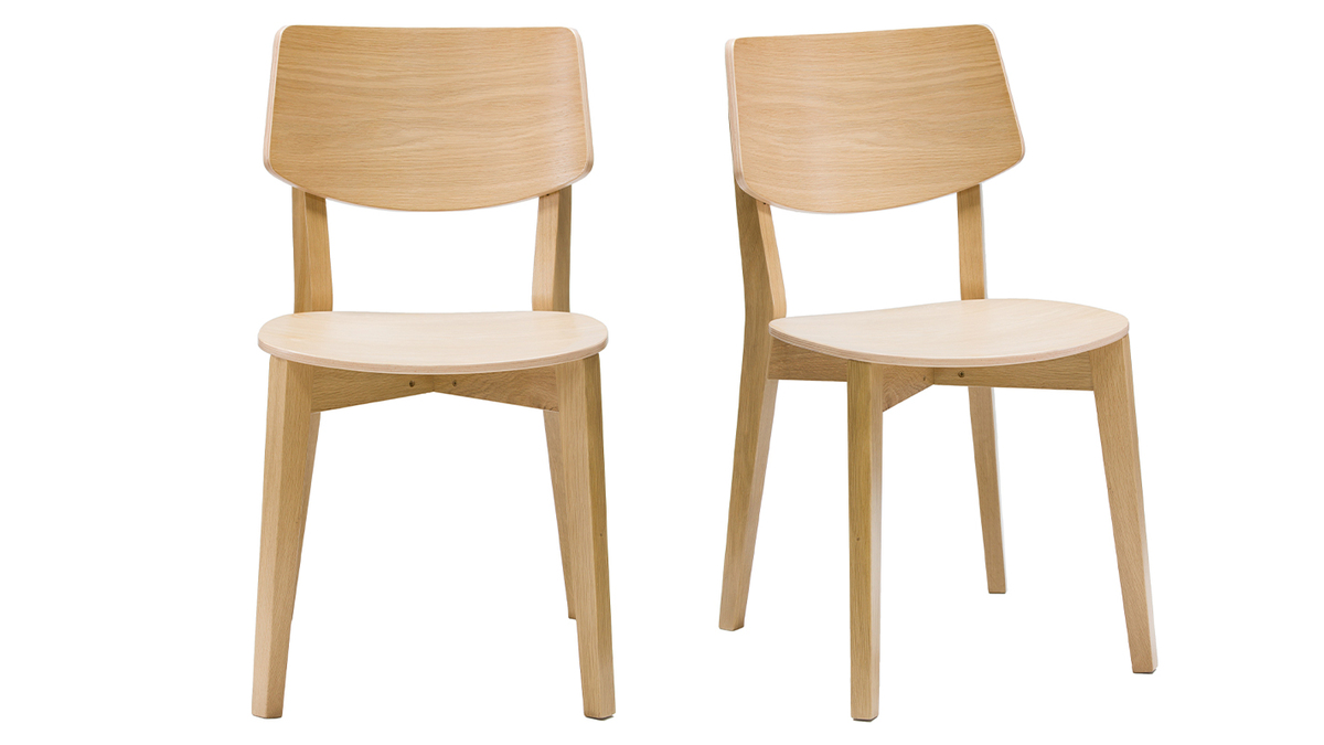 Chaises vintage en bois clair chne (lot de 2) AVEA