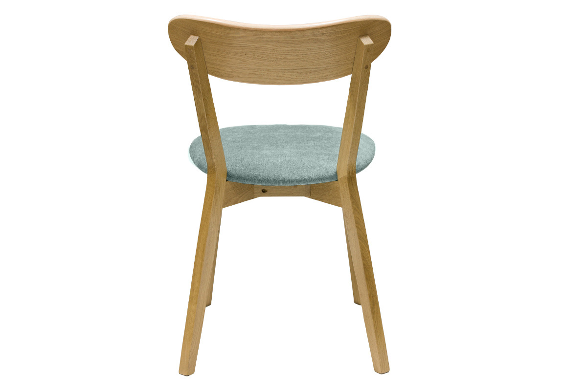 Chaises vintage en bois clair chne et tissu effet velours vert cladon (lot de 2) DOVE