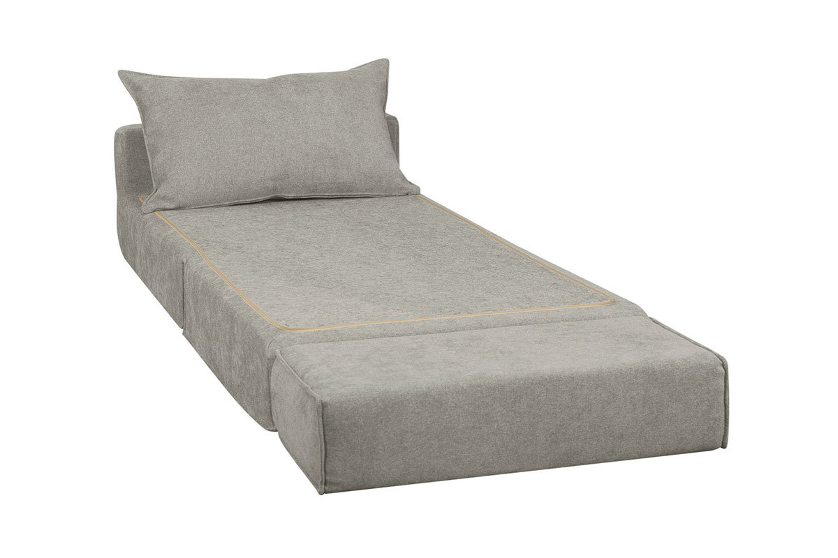 Chauffeuse 1 place convertible en tissu effet velours taupe VICTOR