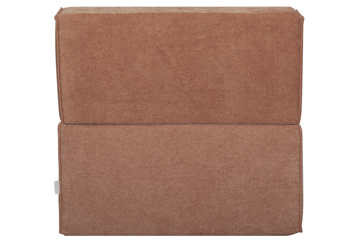 Chauffeuse 1 place convertible en tissu effet velours terracotta VICTOR