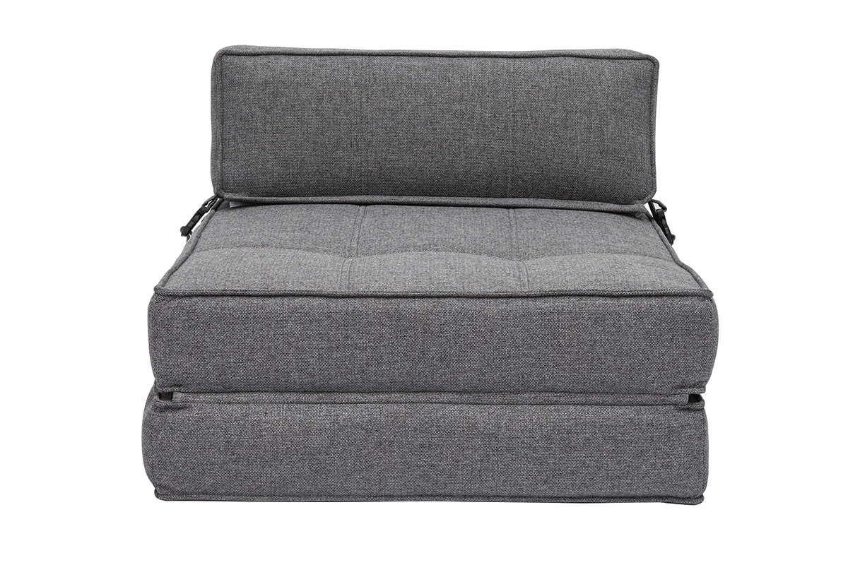 Chauffeuse 1 place convertible en tissu gris KATY