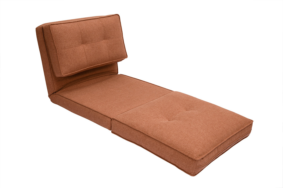 Chauffeuse 1 place convertible en tissu terracotta SALLY