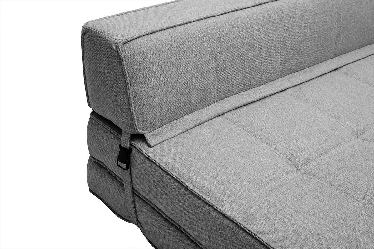 Chauffeuse 2 places convertible en tissu gris clair KATY