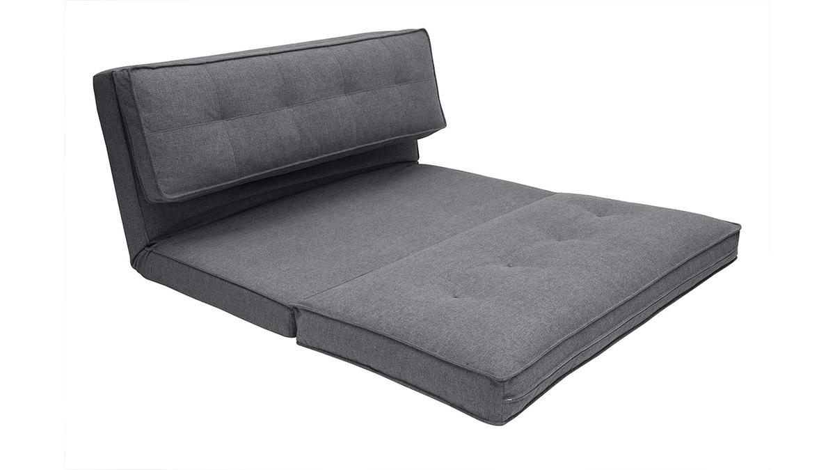 Chauffeuse 2 places convertible en tissu gris SALLY