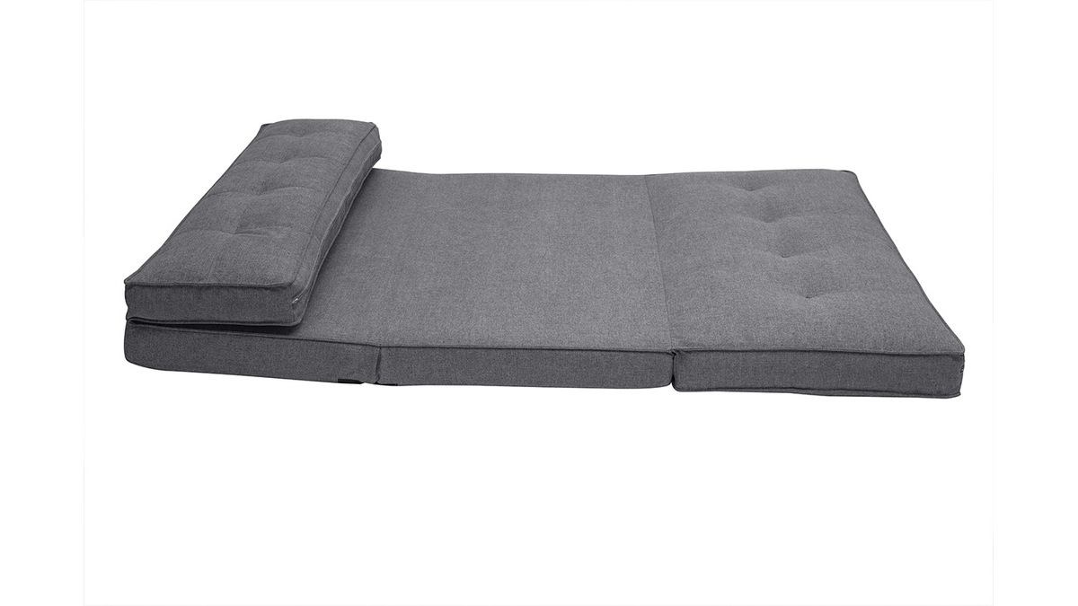 Chauffeuse 2 places convertible en tissu gris SALLY