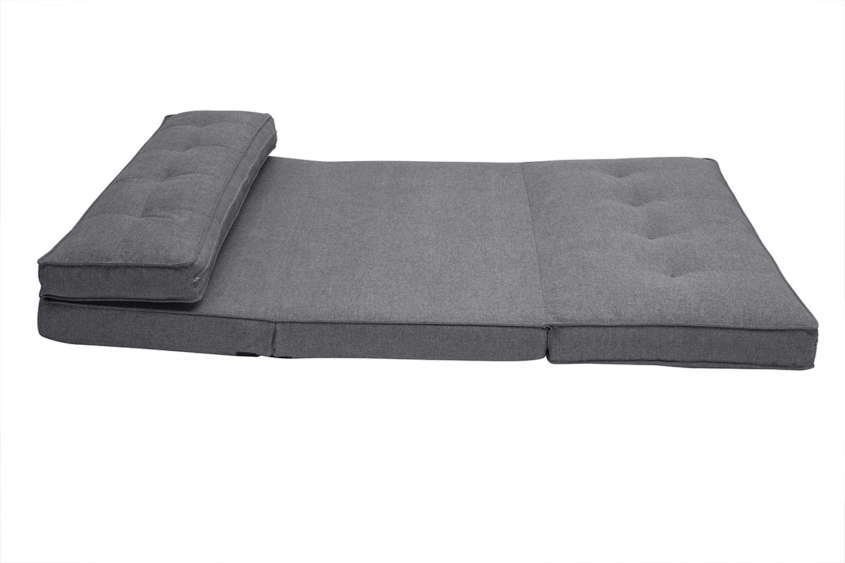 Chauffeuse 2 places convertible en tissu gris SALLY