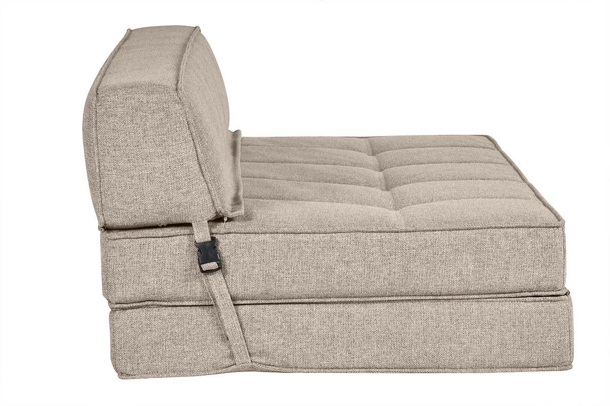 Chauffeuse 2 places convertible en tissu taupe KATY