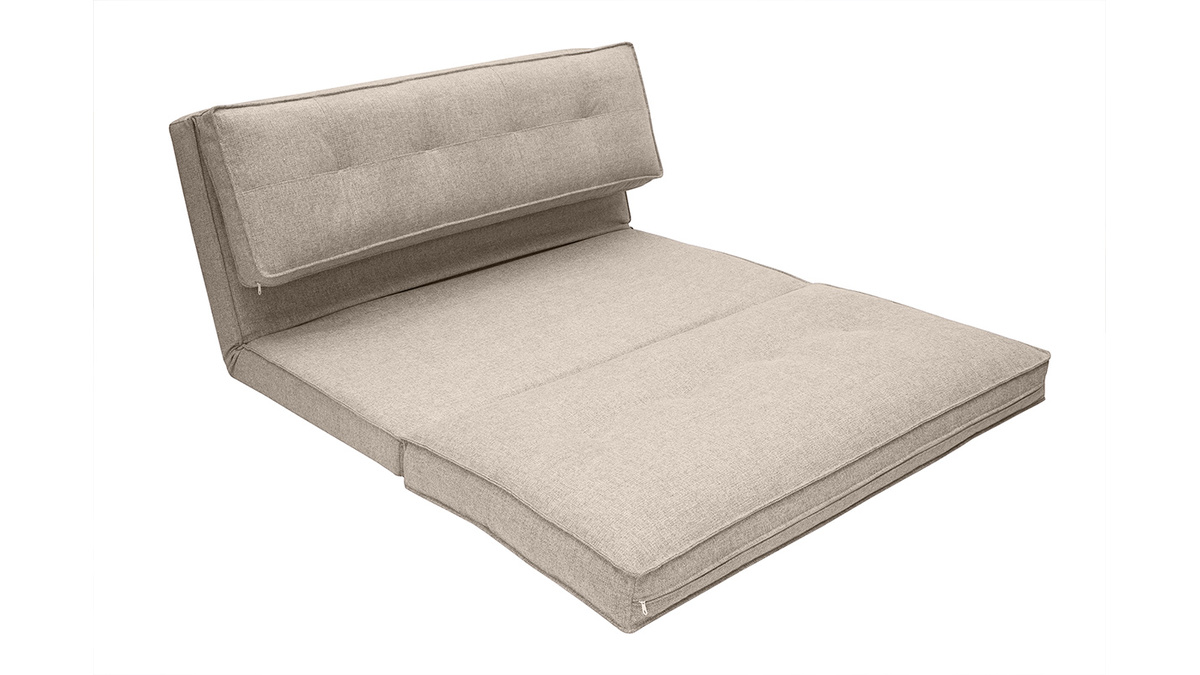 Chauffeuse 2 places convertible en tissu taupe SALLY