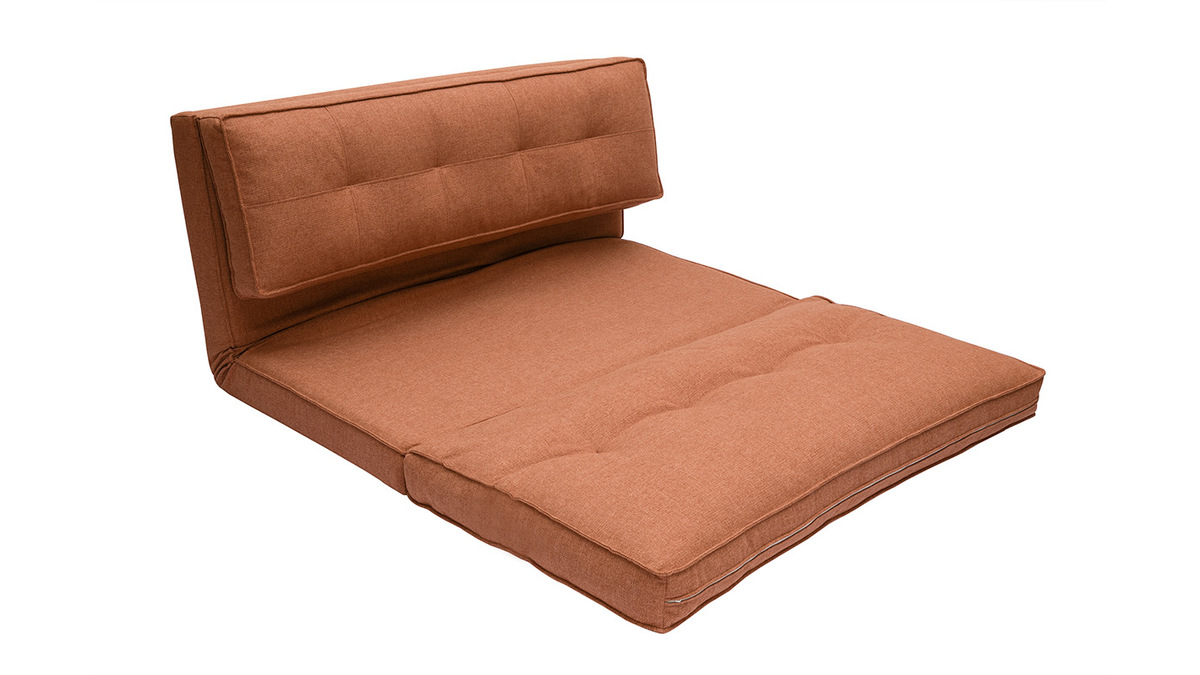 Chauffeuse 2 places convertible en tissu terracotta SALLY