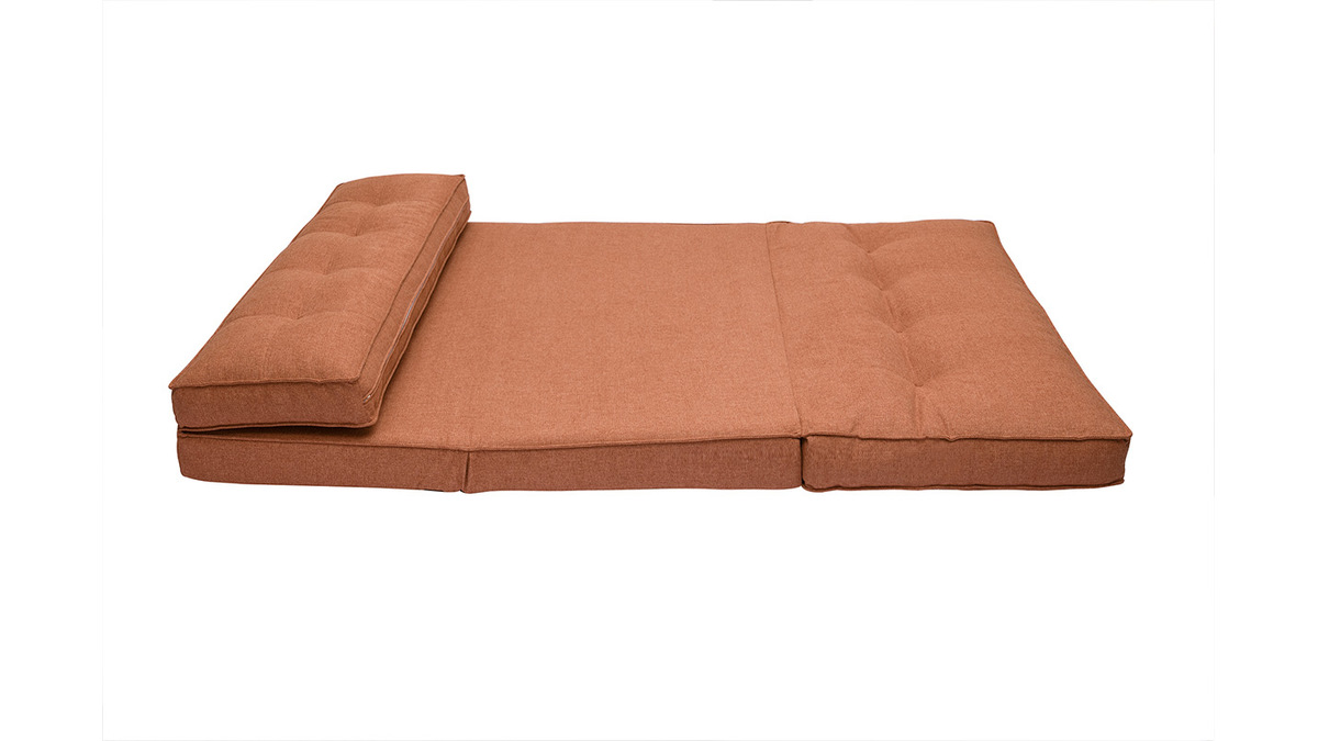 Chauffeuse 2 places convertible en tissu terracotta SALLY