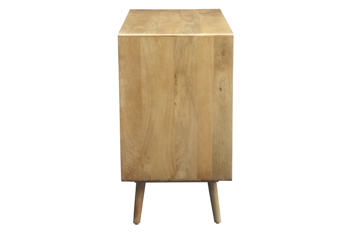 Commode en bois manguier massif et cannage rotin 3 tiroirs L90 cm ACANGE