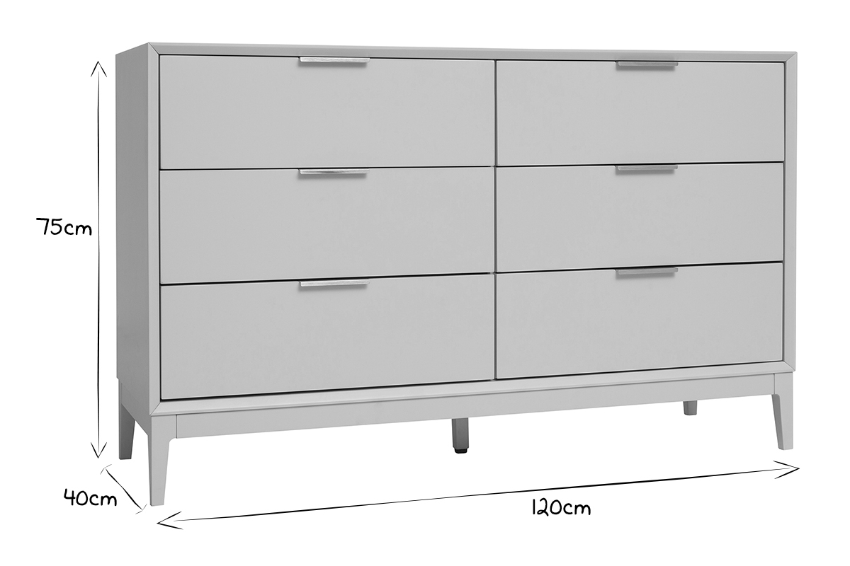 Commode rose poudr et mtal dor 6 tiroirs L120 cm GIANA