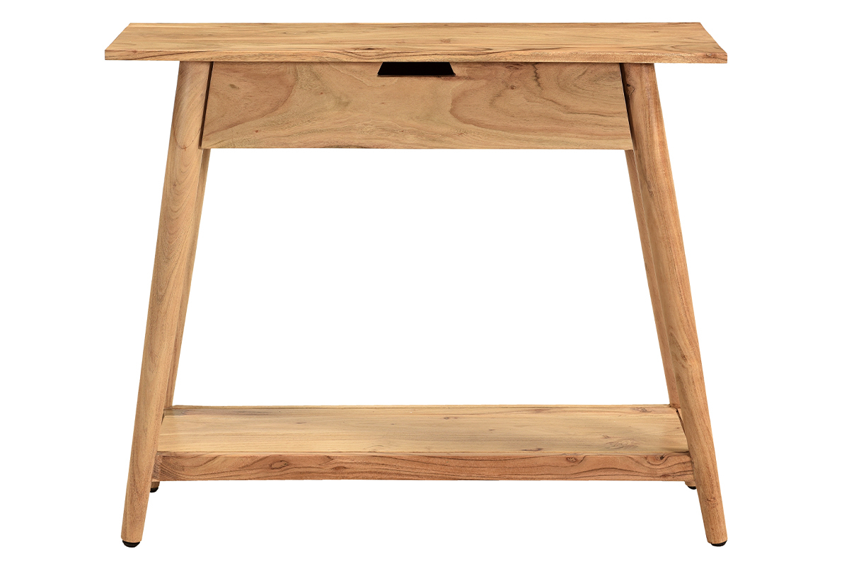 Console naturelle avec tiroir en bois massif L90 cm FRANKLIN