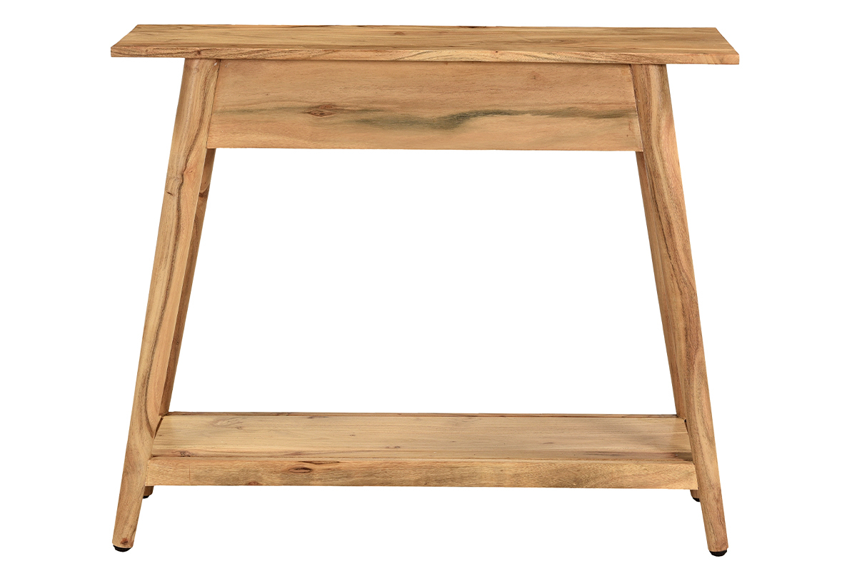 Console naturelle avec tiroir en bois massif L90 cm FRANKLIN