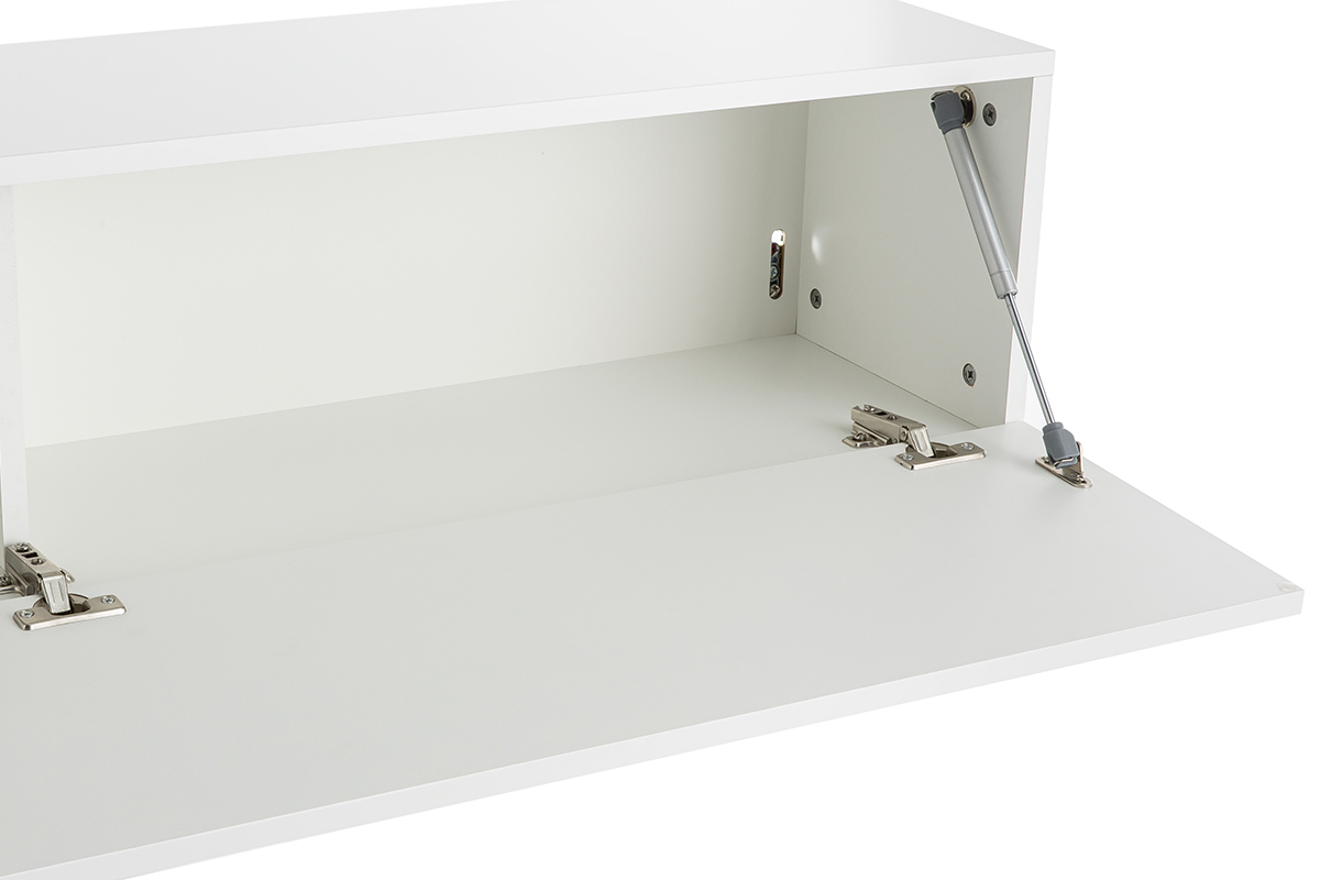 lment mural TV horizontal blanc laqu brillant L138 cm ETERNEL