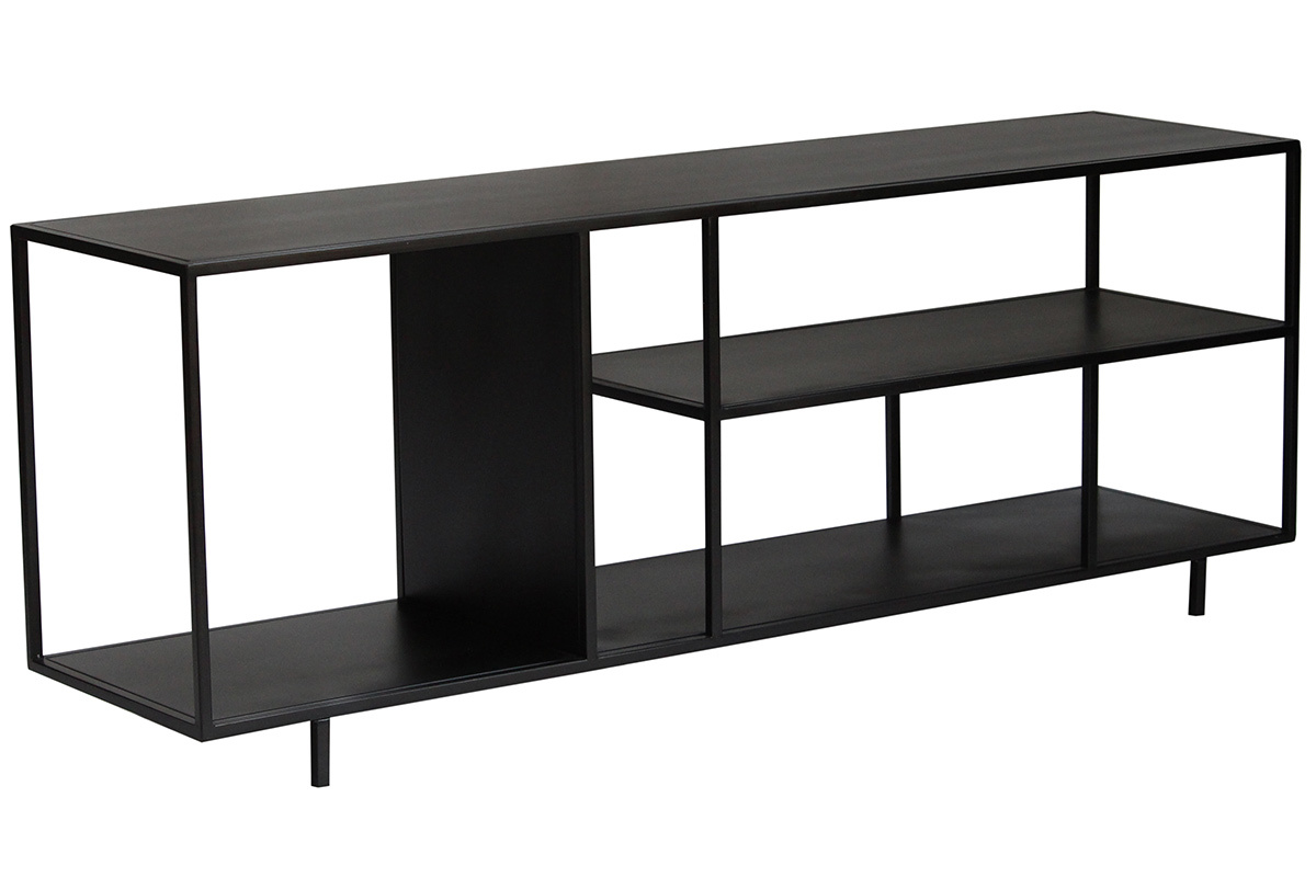 tagre basse ouverte meuble TV design en mtal noir L160 cm KARL