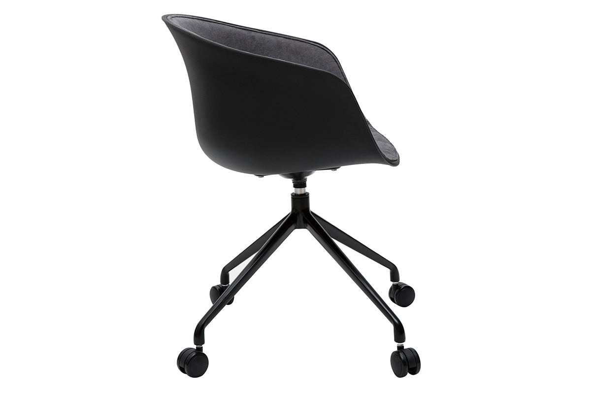 Fauteuil de bureau design noir et tissu gris fonc SCAFO