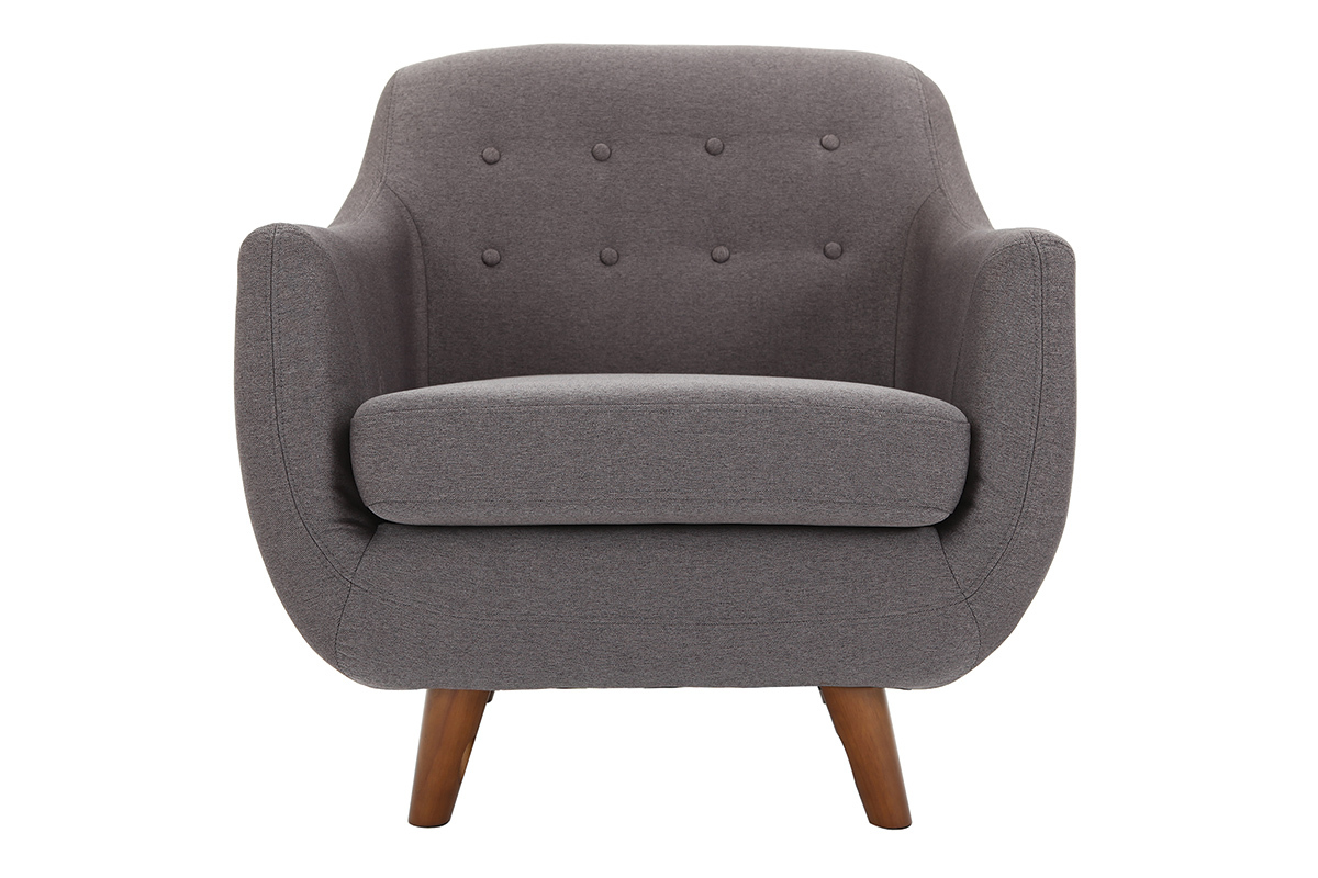 Fauteuil dhoussable en tissu gris anthracite et bois fonc YNOK