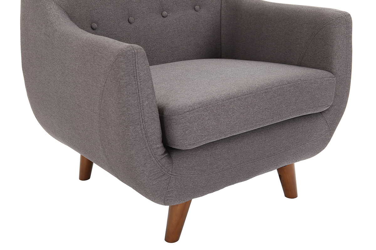 Fauteuil dhoussable en tissu gris anthracite et bois fonc YNOK