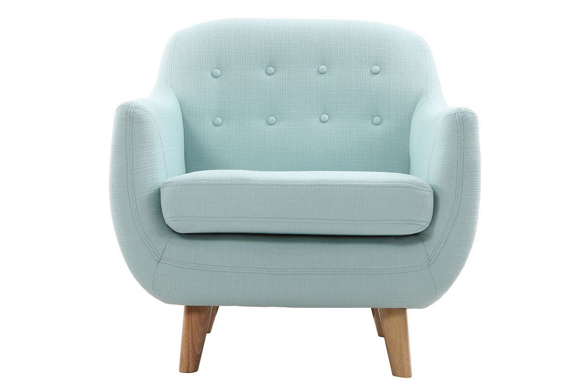 Fauteuil dhoussable scandinave en tissu menthe  l'eau et bois clair YNOK