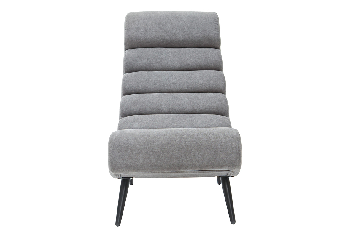 Fauteuil design en tissu effet velours gris et mtal noir TAYLOR