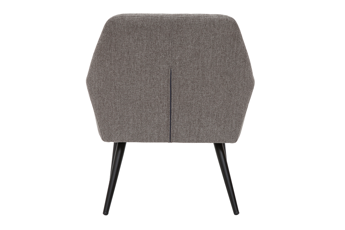 Fauteuil design en tissu effet velours textur gris et mtal noir GASTON