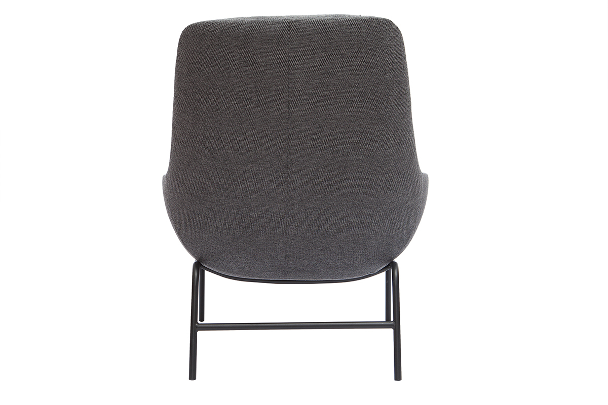 Fauteuil design en tissu effet velours textur gris fonc et mtal noir MARCEAU