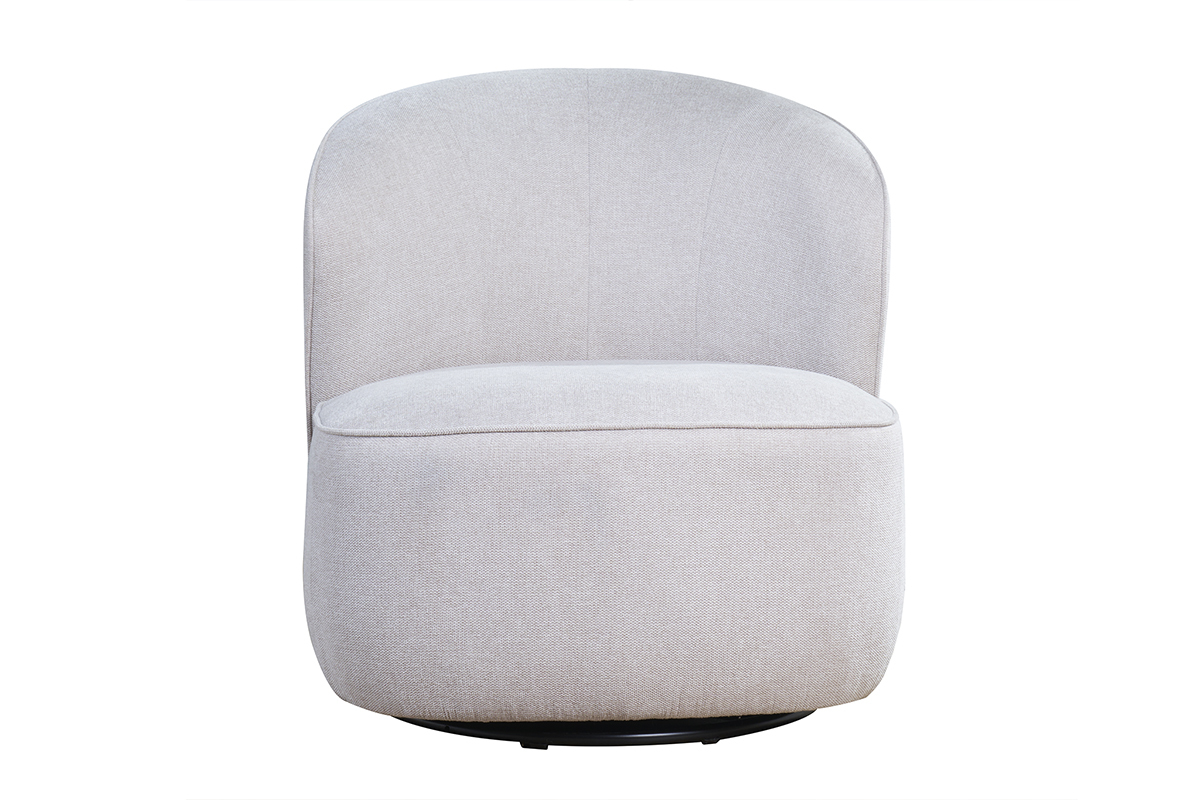 Fauteuil design pivotant en tissu effet velours textur beige AMBER