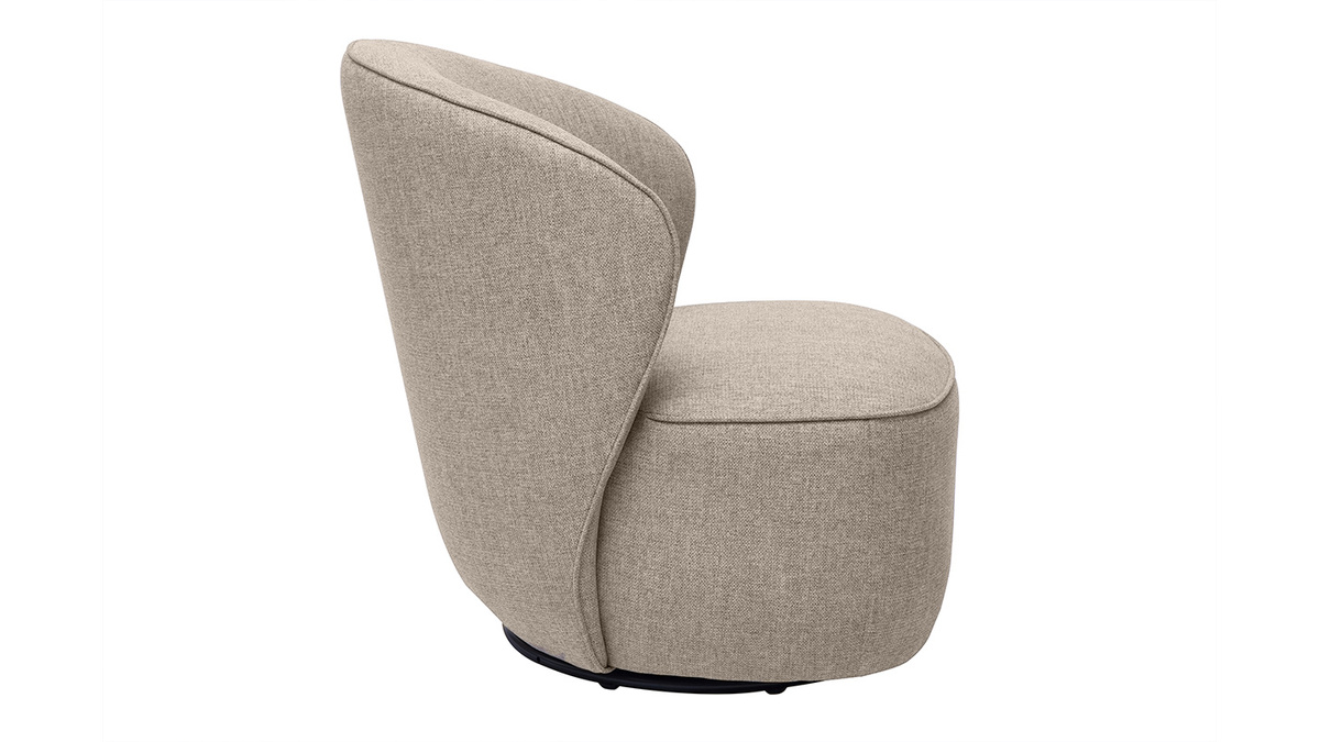 Fauteuil design pivotant en tissu effet velours textur taupe AMBER