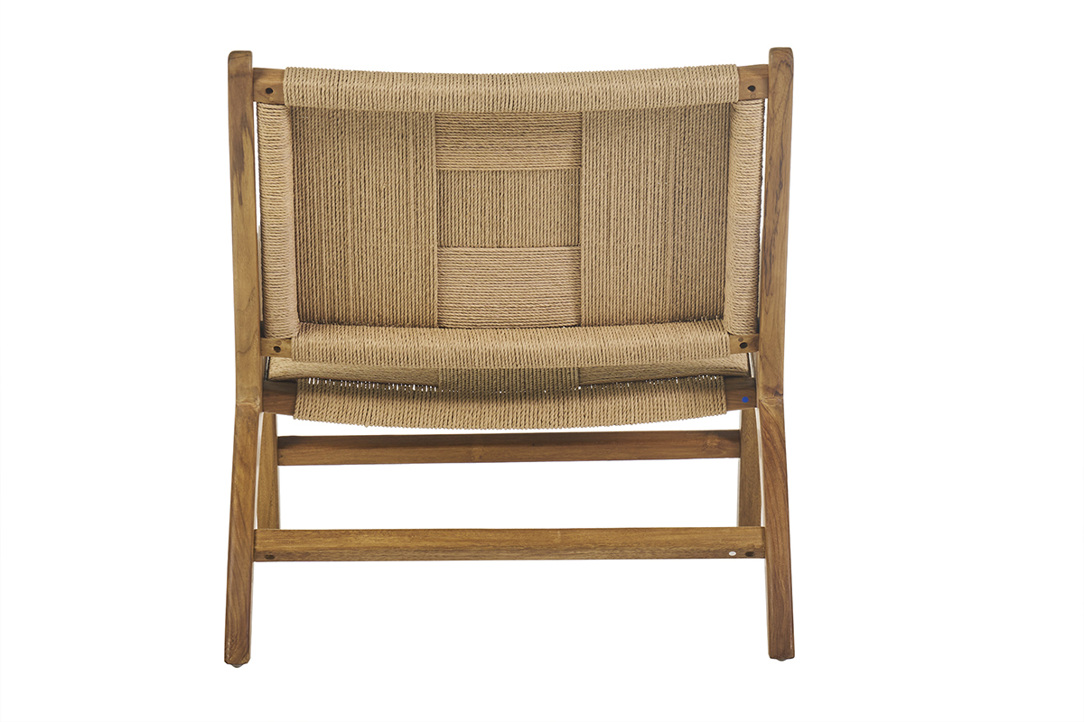 Fauteuil lounge en bois teck massif et corde tresse YARI