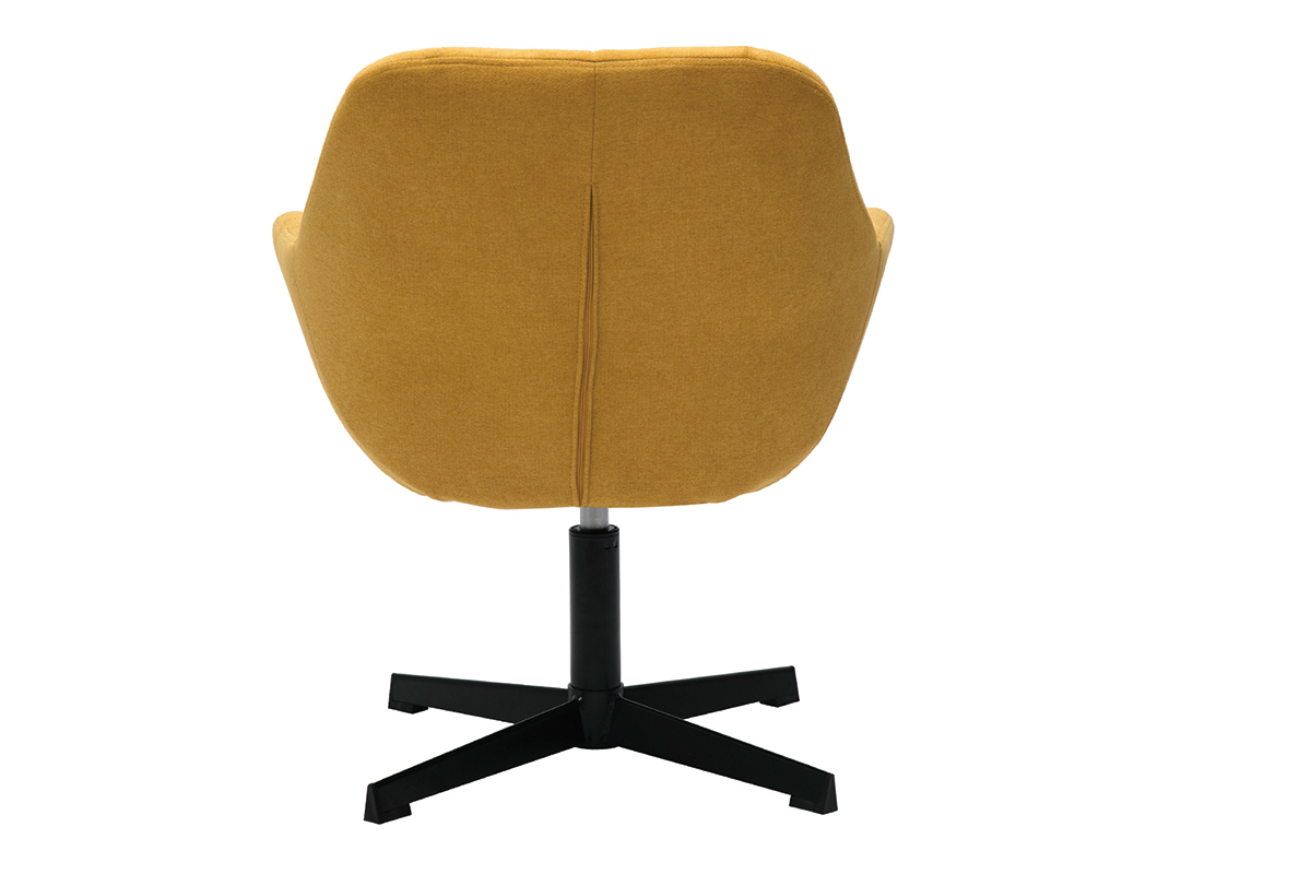 Fauteuil pivotant design en tissu effet velours jaune moutarde et mtal noir DARWIN