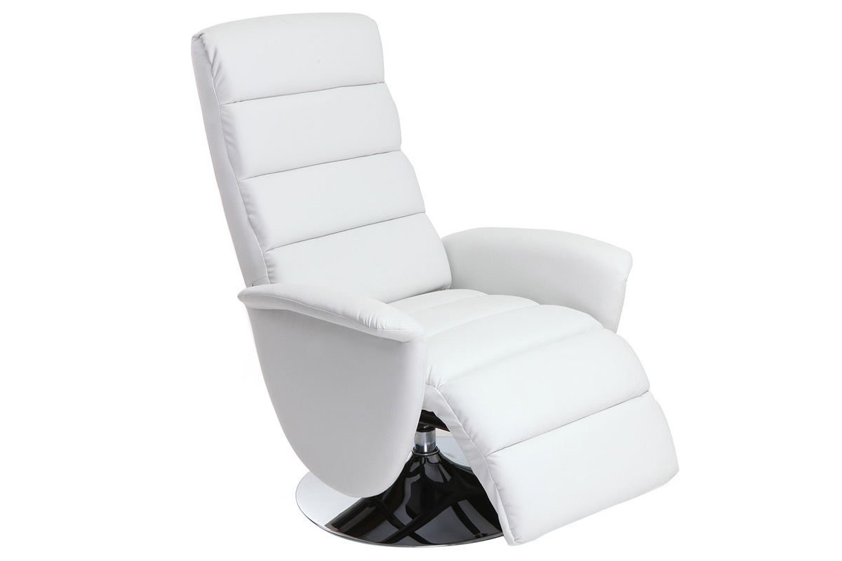 Fauteuil relax manuel blanc NELSON