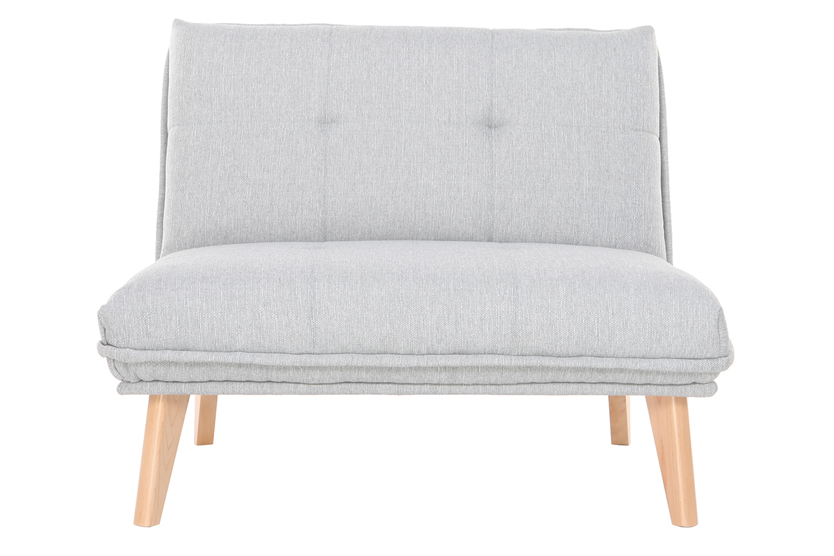 Fauteuil scandinave  combiner en tissu gris clair et bois clair BENNIE