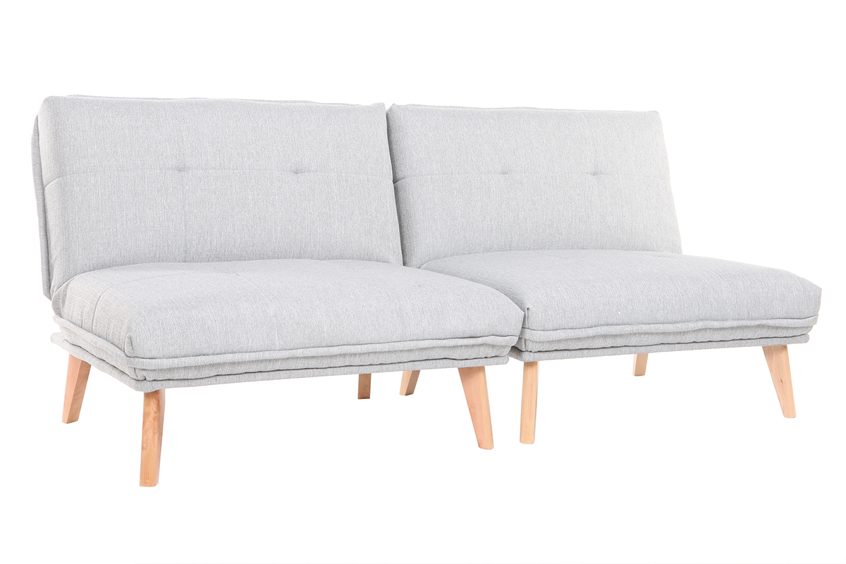 Fauteuil scandinave  combiner en tissu gris clair et bois clair BENNIE