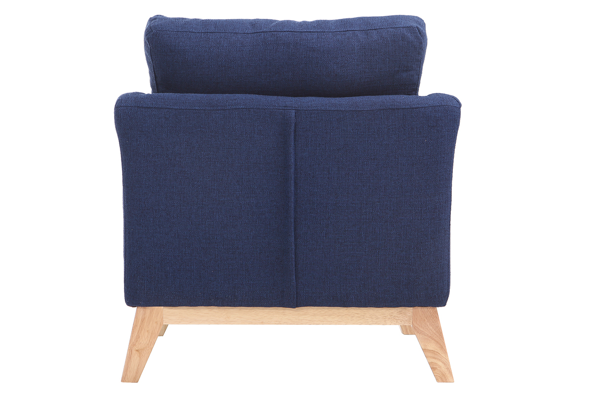 Fauteuil scandinave dhoussable en tissu bleu fonc et bois clair OSLO