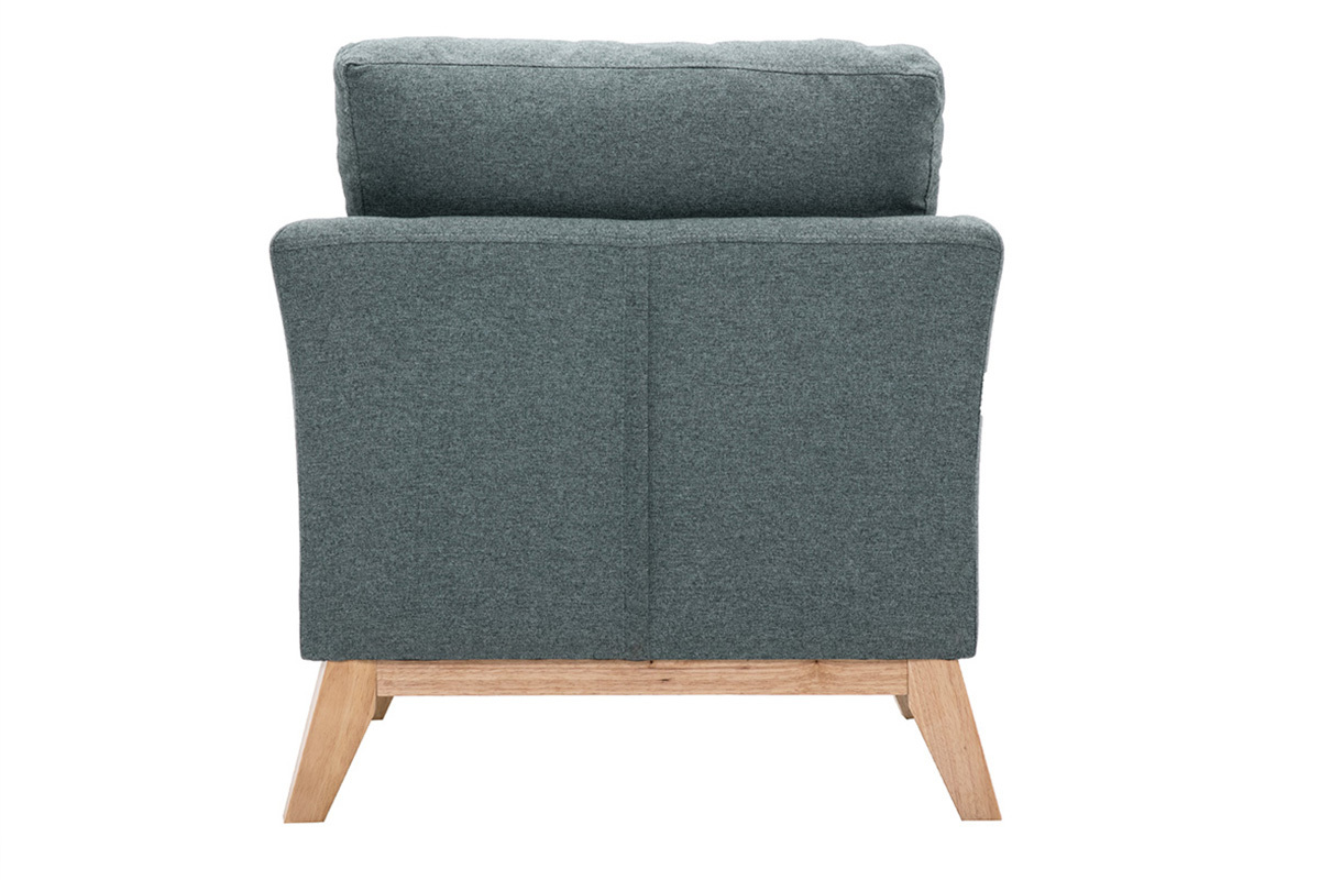 Fauteuil scandinave dhoussable en tissu vert de gris et bois clair OSLO