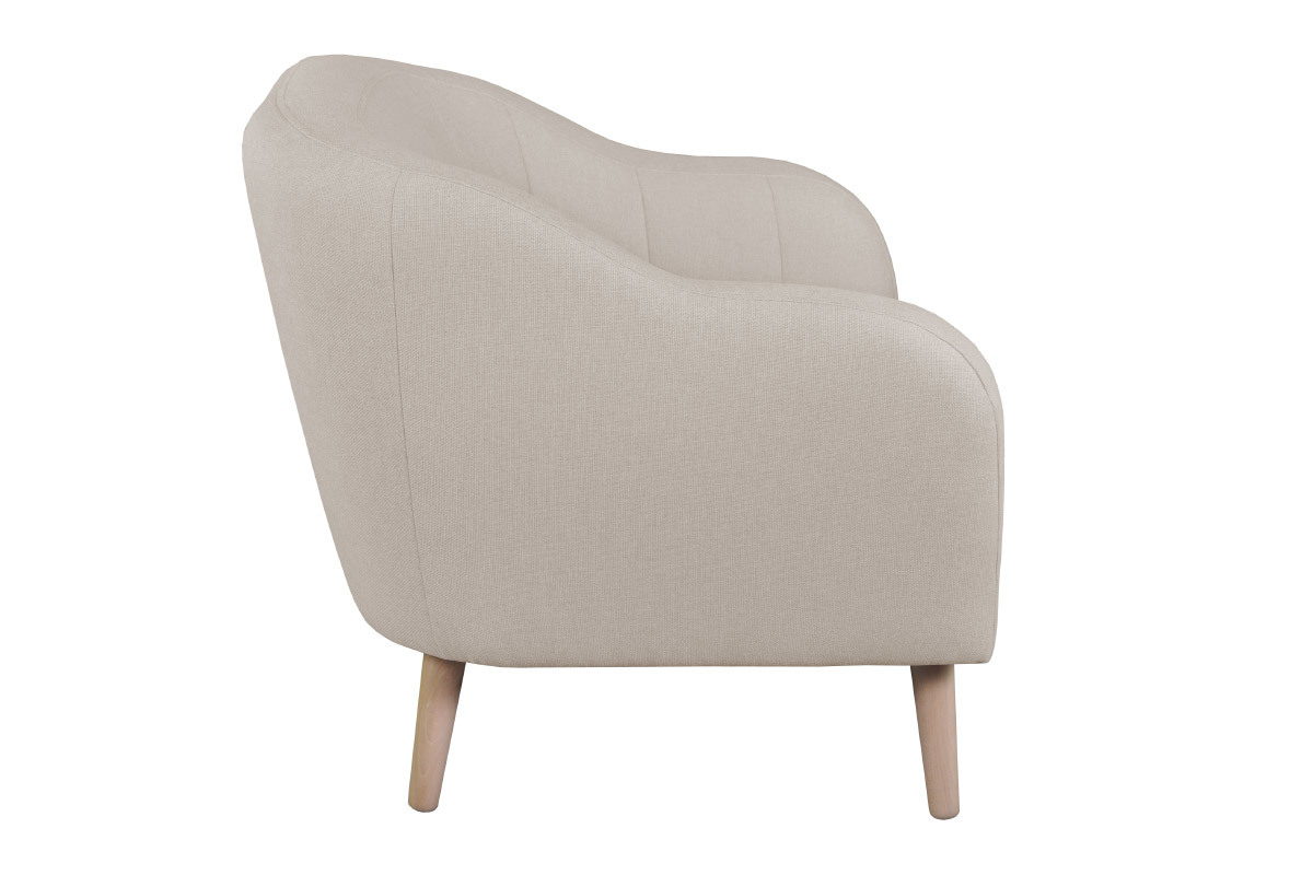 Fauteuil scandinave en tissu beige et bois clair ISIS