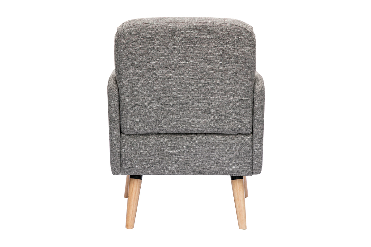 Fauteuil scandinave en tissu gris clair et bois clair ISKO