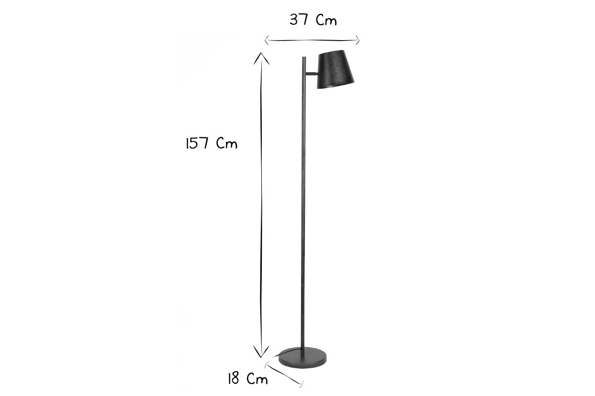 Lampadaire avec abat-jour rglable mtal argent vieilli BELL