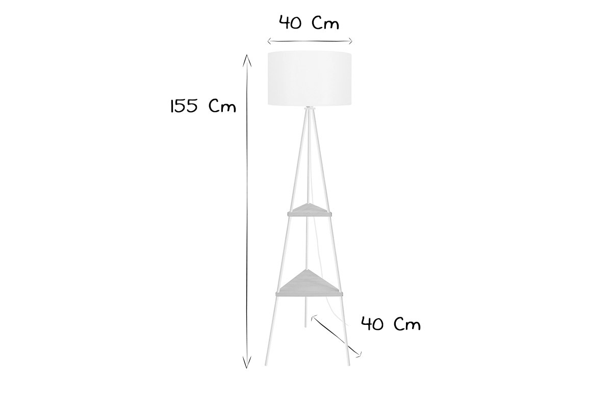 Lampadaire design mtal blanc et bois YIN