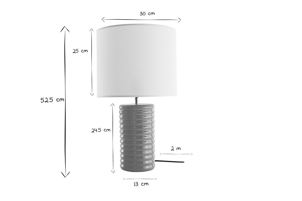 Lampe  poser en cramique maille jaune et abat-jour cru H53 cm BERRO