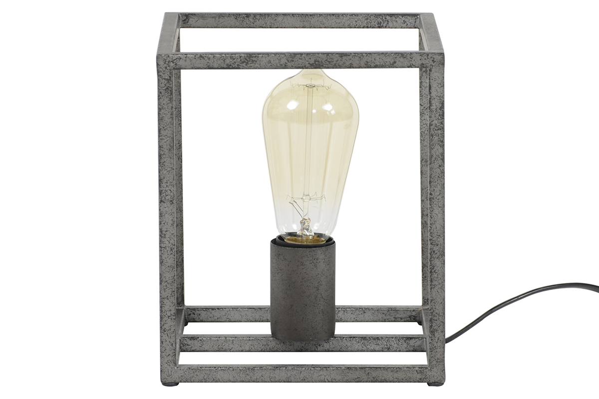 Lampe  poser industrielle en mtal finition argent ancien ARCHI