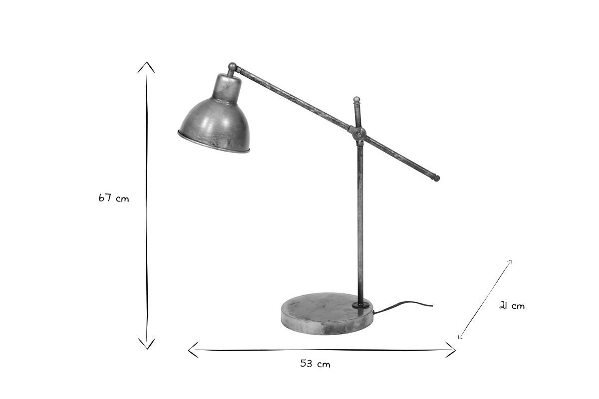 Lampe  poser industrielle en mtal vieilli H67 cm SHELTER