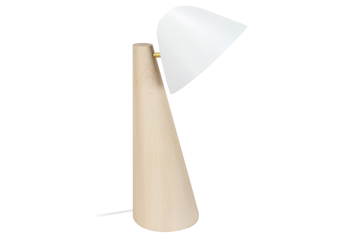 Lampe  poser scandinave en bois clair et blanc H42 cm FARO